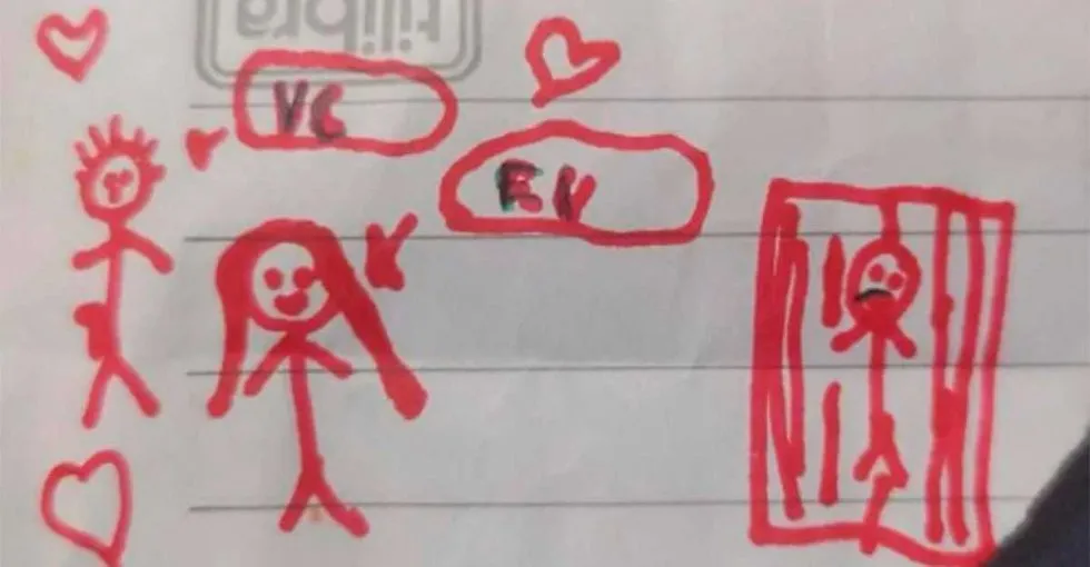 Criança faz desenho agradecendo policiais por prisão de estuprador em Nova Alvorada do Sul