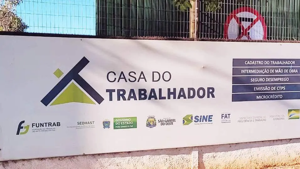 São Gabriel do Oeste oferta 45 vagas de emprego nesta segunda-feira