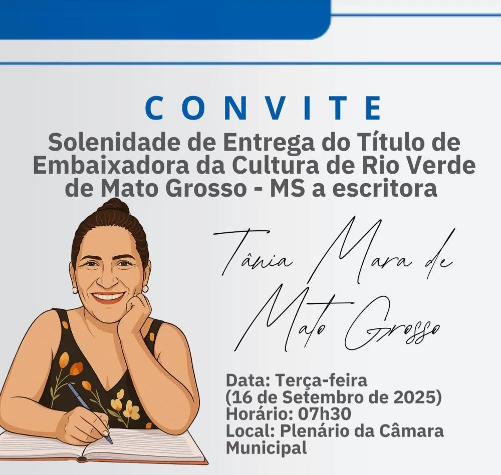 Tânia Mara será oficializada como Embaixadora da Cultura Rio-Verdense