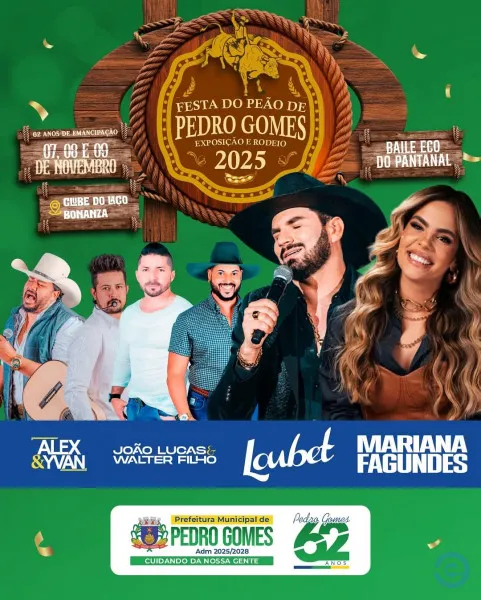 Pedro Gomes celebra 62 anos com programação repleta de atrações culturais, Rodeio e Shows
