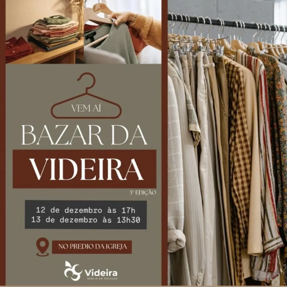 Igreja Videira promove bazar solidário para arrecadar recursos para reforma da sala Kids