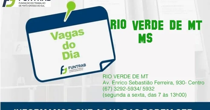 Rio Verde de Mato Grosso oferece 19 vagas de emprego nesta terça-feira (24)