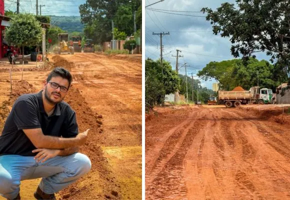 Vereador Yhgor Chagas visita obra de pavimentação asfáltica no bairro Vila Nova e enaltece compromisso do governador Eduardo Riedel em Rio Verde. 
