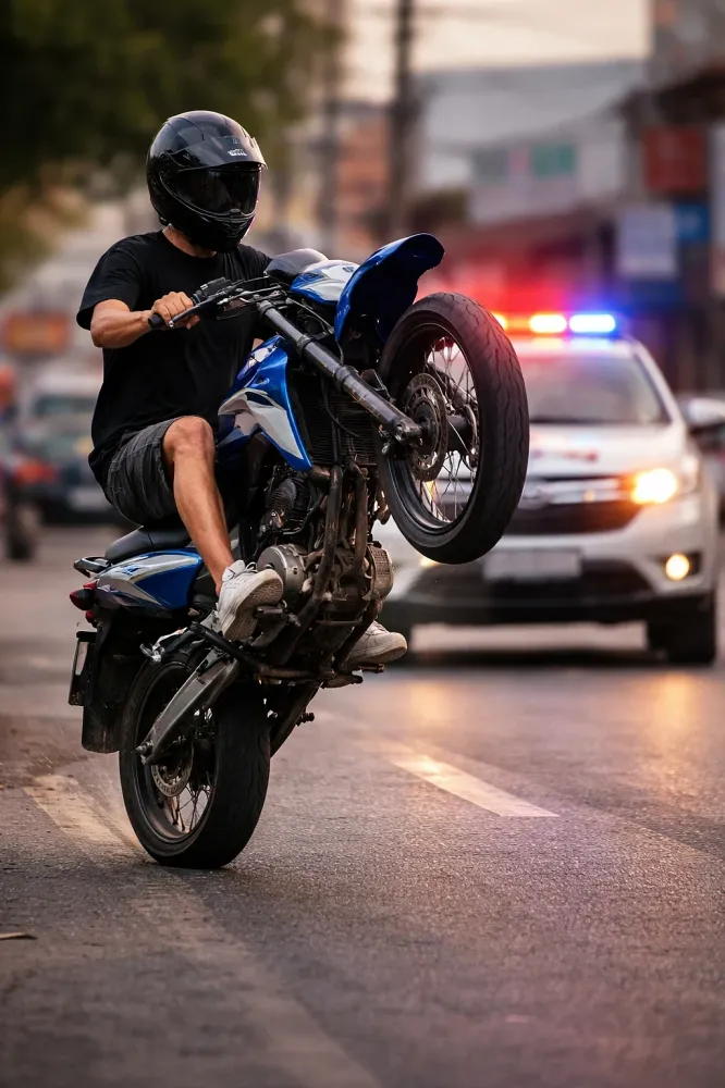 Motociclista é detido após ser flagrado empinando motocicleta no centro de São Gabriel do Oeste