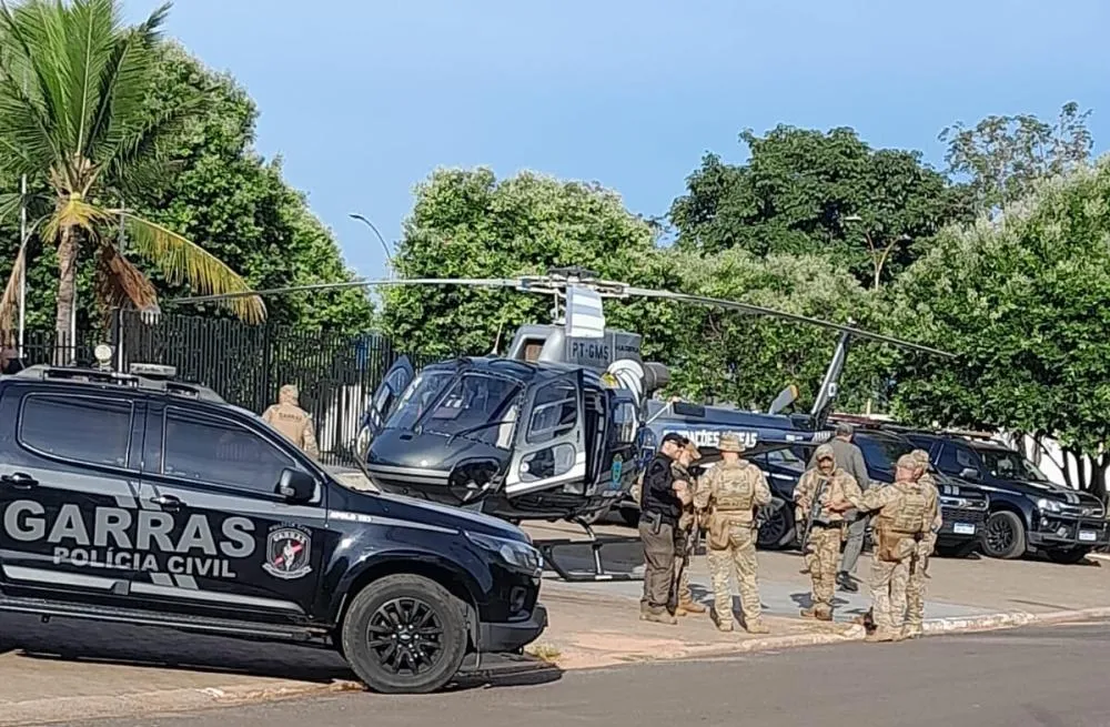 “Operação Leviatã” mobiliza helicóptero e grande aparato policial em Coxim e Rio Verde