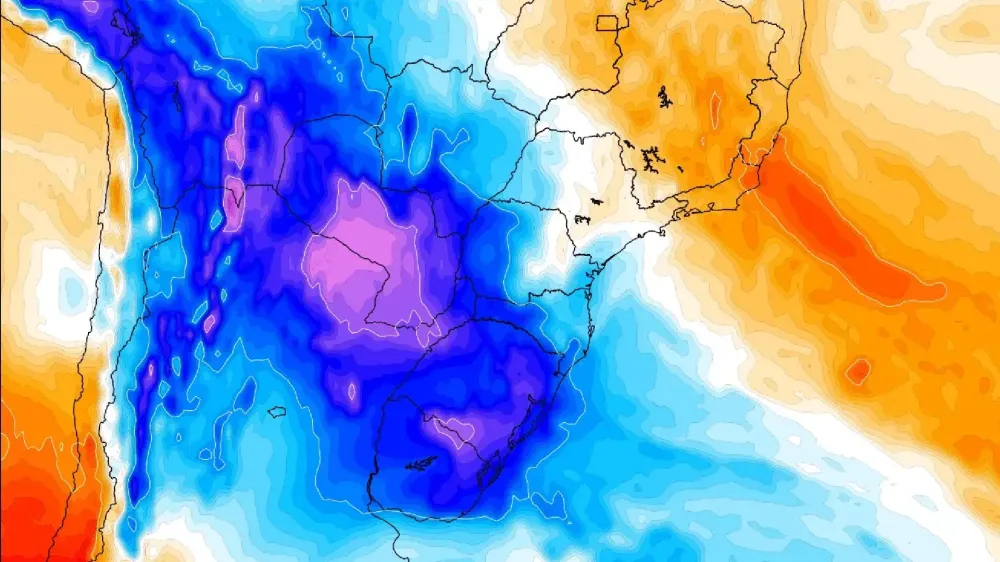 Massa de ar polar provoca queda nas temperaturas, com mínima de 5°C em MS 