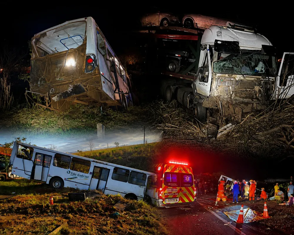 PRF informa que motorista de ônibus deixou local após acidente na BR-163 que deixou 38 feridos em São Gabriel do Oeste