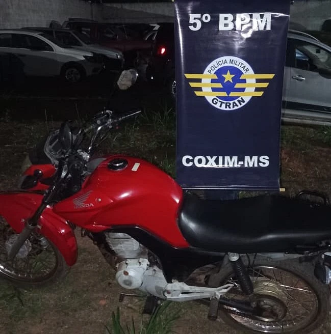 PM recupera motocicleta furtada e prende homem por receptação durante patrulhamento em Coxim