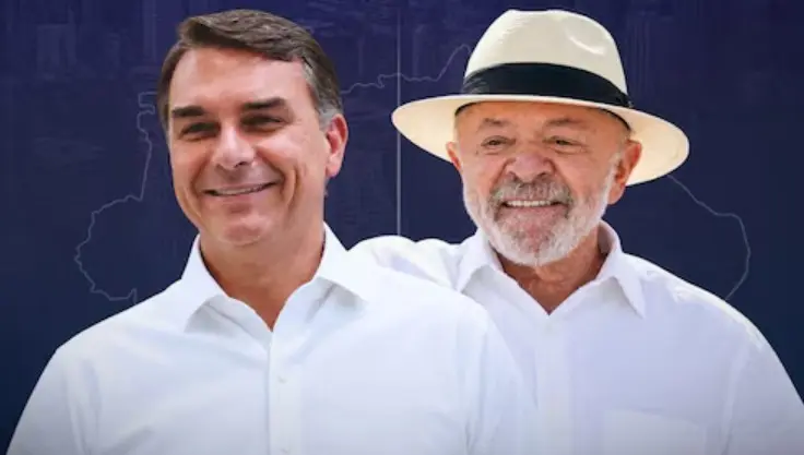 Flávio Bolsonaro aparece, mais uma vez, à frente de Lula nas pesquisas para o 2º turno. (Reprodução)