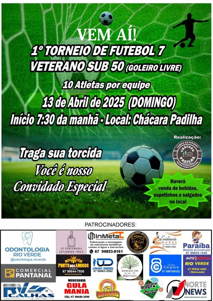 Chácara Padilha promove o 1º Torneio de Futebol 7 Veterano Sub-50 em Rio Verde